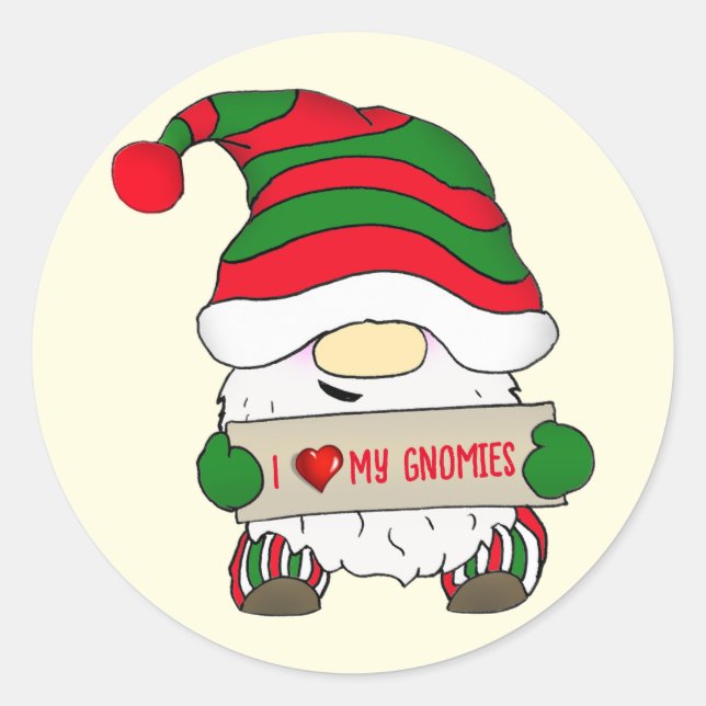 Gnome Christmas Classic Round Sticker (Front)