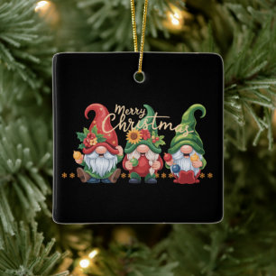 Gnome Christmas Gnomes Merry Christmas Xmas Ceramic Ornament