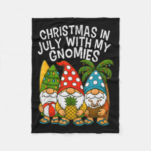 Gnome Christmas In July With My Gnomies Summer Vac Fleece Blanket