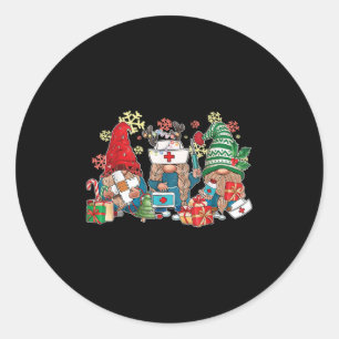 Gnome Christmas Nurse Men Women Xmas Santa Classic Round Sticker