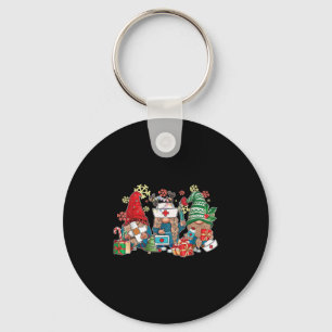 Gnome Christmas Nurse Men Women Xmas Santa Keychain