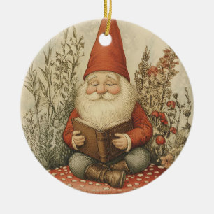 Gnome Christmas Ornament For Book Lovers