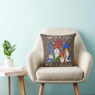 Gnome Christmas Pajamas - Garden Gnome Merry Chris Throw Pillow