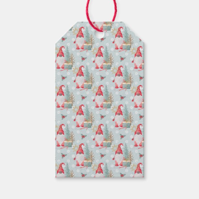 Gnome Christmas Pattern Gift Tags (Front)