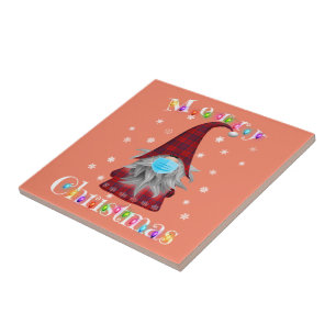Gnome Christmas Pyjamas Face Mask - Garden Gnome Tile
