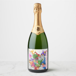 Gnome Christmas Sparkling Wine Labels