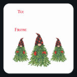 Gnome Christmas Tree Buffalo Check To And From Square Sticker<br><div class="desc">Cute “To & From” gift sticker for all your holiday gifts.  This will be so much easier to wrap your gifts and just stick this sticker on.  This can even be used to seal a gift. So festive to seal all your envelopes with during the holiday season.</div>