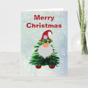 Gnome Christmas Tree, Merry Christmas Holiday Card