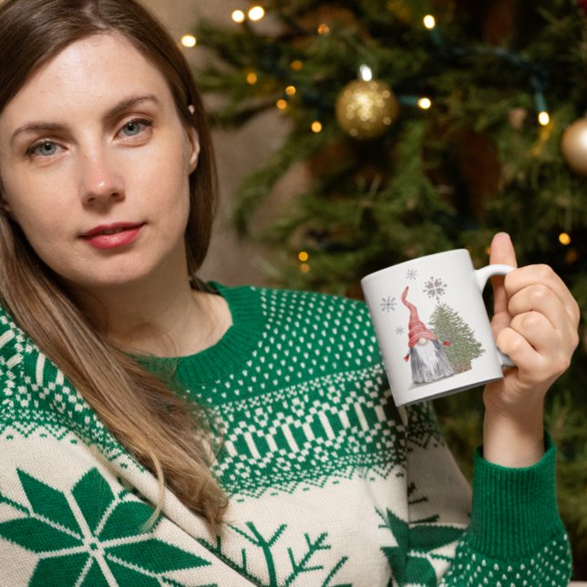 Gnome Christmas Tree Stars Happy Holidays Coffee Mug (Creator Uploaded)