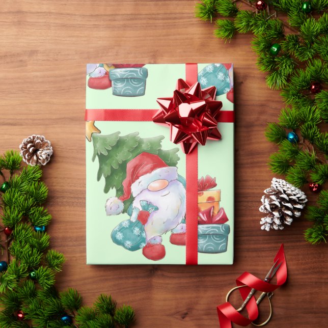 Gnome & Christmas Tree   Wrapping Paper (Holiday Gift)