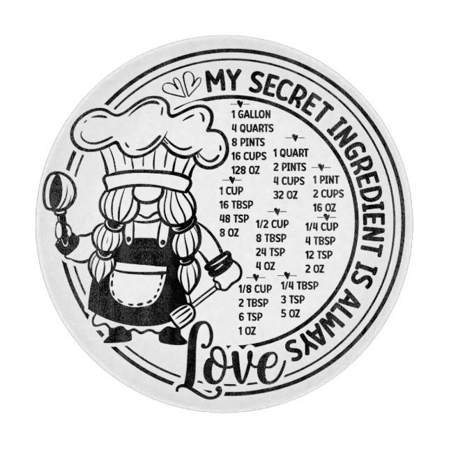 Gnome Conversion Chart Cutting Board (Front)