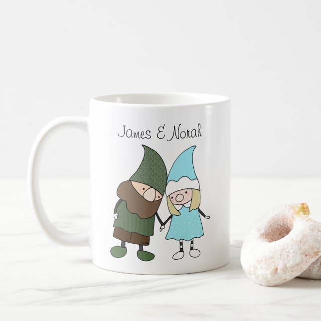 Gnome Couple Custom name personalized gift Coffee Mug (With Donut)