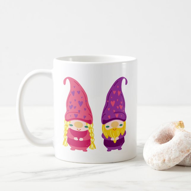 Gnome Couple Customizable Coffee Mug (With Donut)