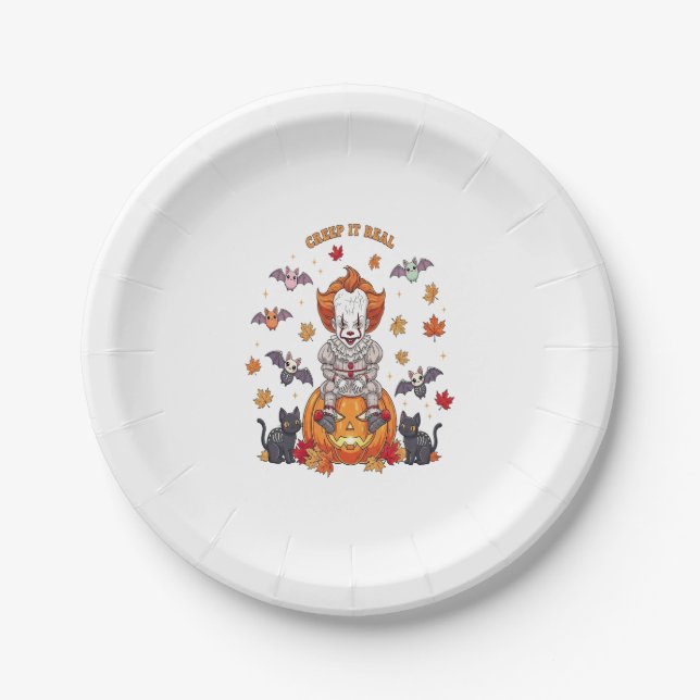 Gnome Cute Pumpkin Halloween Paper Plate (Front)