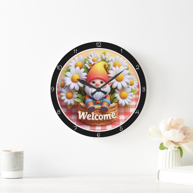 Gnome de bienvenue Daisy Horloge (Maison)
