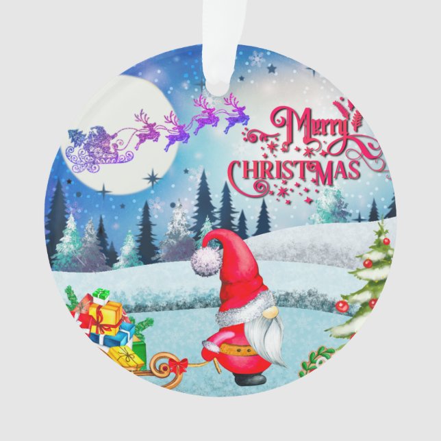 Gnome De Noël Neige Et Cadeaux De Sleigh Père Noël (devant)