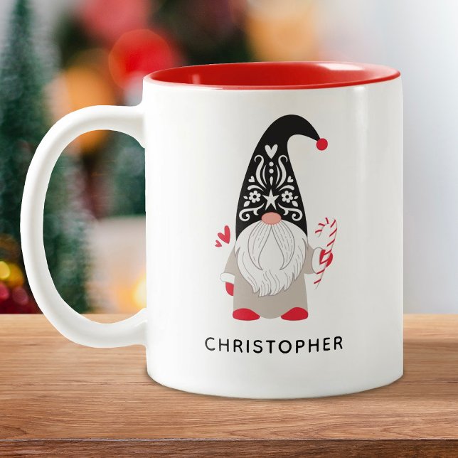 Gnome de Noël personnalisée Mug à deux tons (Créateur téléchargé)