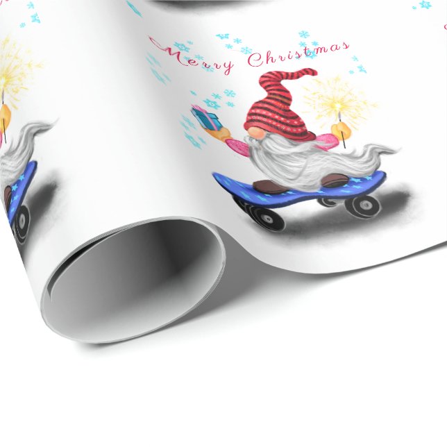 Gnome de patinage avec papier cadeau (Coin rond)