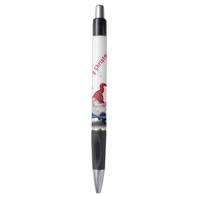 Gnome de patinage avec stylo cadeau de Noël (Devant (Vertical))