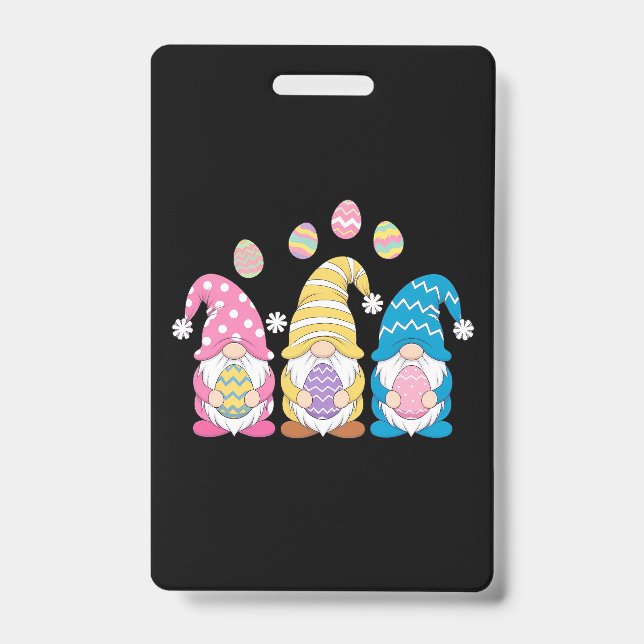 Gnome Easter Colourful Cute Eggs Spring Holiday Badge (Front)