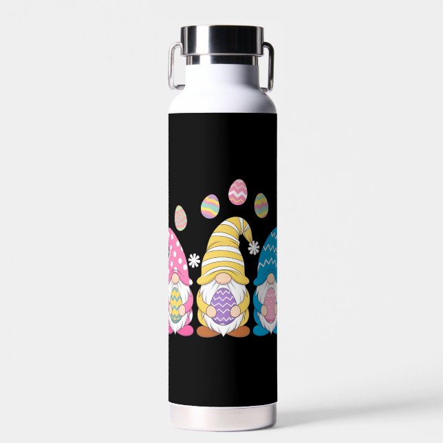 Gnome Easter Colourful Cute Eggs Spring Holiday Water Bottle (Front)