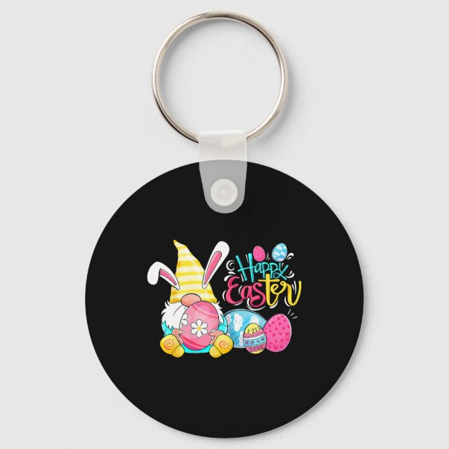 Gnome Easter Egg Hunt Gnomes Bunny Happy Easter Da Keychain (Front)