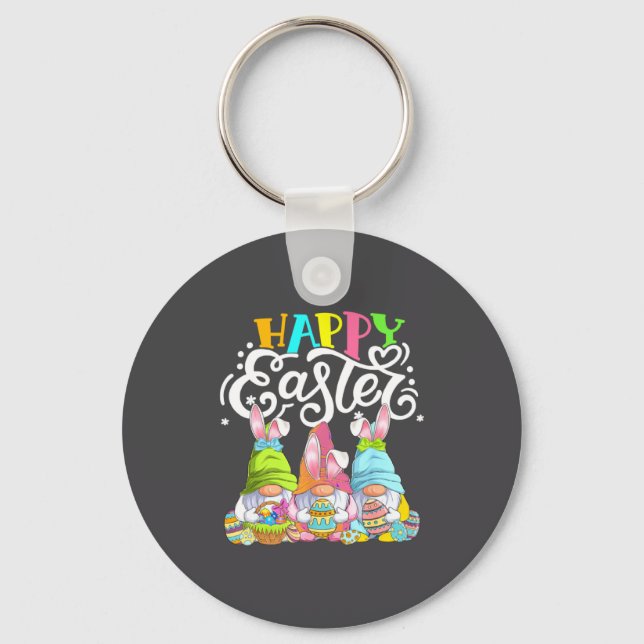 Gnome Easter Hug Egg Bunny Gnome Spring Gnomies Ha Keychain (Front)