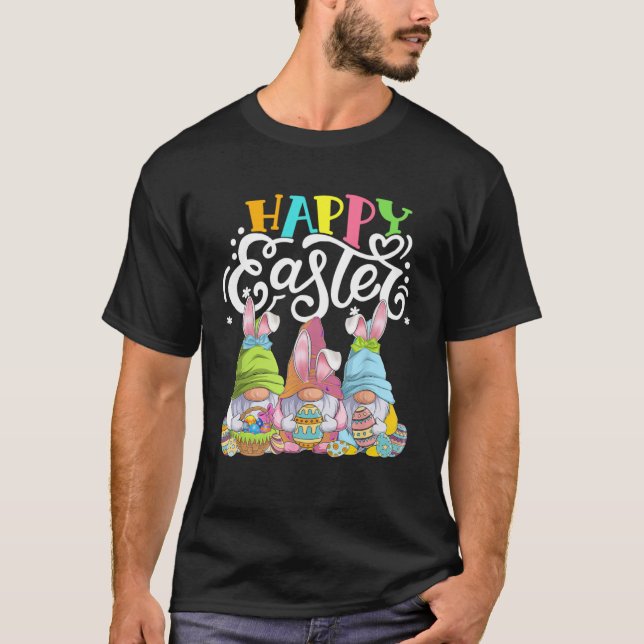 Gnome Easter Hug Egg Bunny Gnome Spring Gnomies Ha T-Shirt (Front)