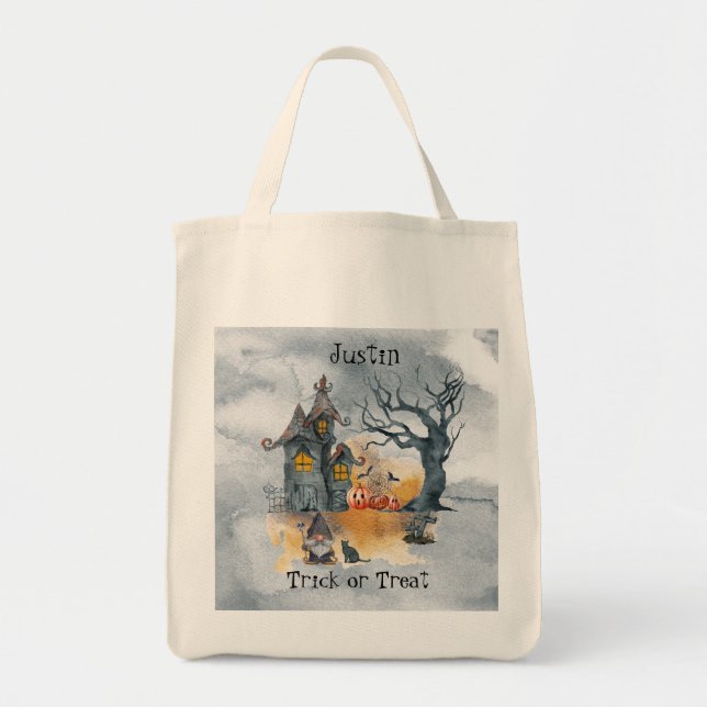 Gnome effrayant Halloween Trick ou Sac fourre-tout (Devant)