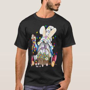 Gnome Egg Bunny Puzzle Ribbon Autism Awareness Eas T-Shirt