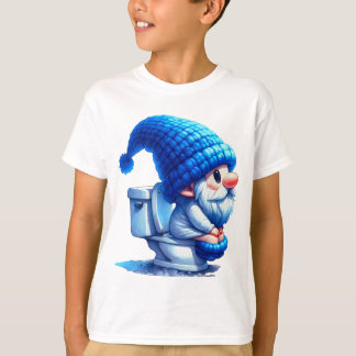 Gnome Enjoying His Toilet Time A Whimsical Moment T-Shirt