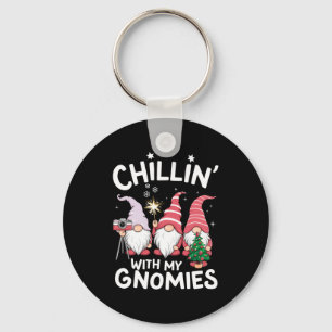 Gnome Family Christmas Chillin With My Gnomies Keychain