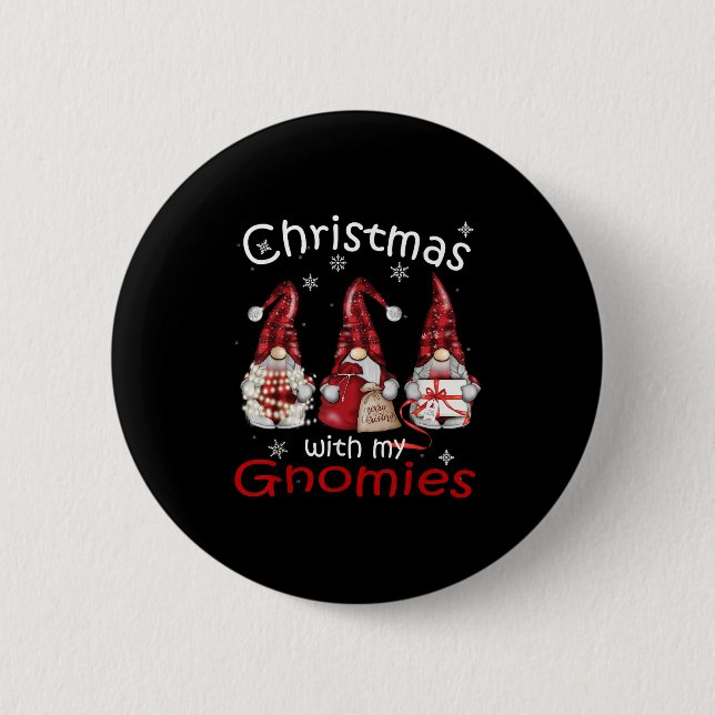 Gnome Family Christmas For Women Men - Buffalo Pla 2 Inch Round Button (Front)