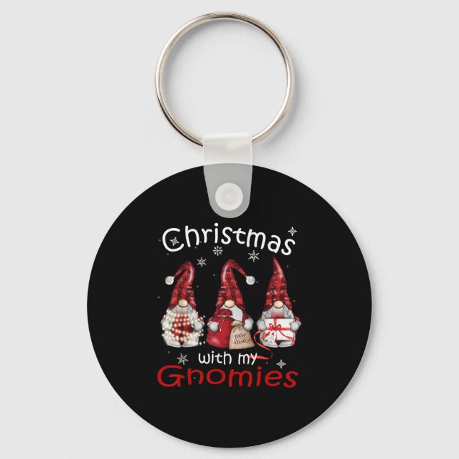 Gnome Family Christmas For Women Men - Buffalo Pla Keychain (Front)