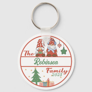 Gnome Family Christmas Keychain