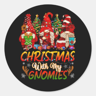 Gnome Family Merry Christmas With My Gnomies Buffa Classic Round Sticker