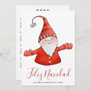 Gnome Feliz Navidad Spanish 2025 Calendar Holiday Card