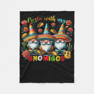 Gnome Fiesta With My Gnomigos Mexican Gnomes Cinco Fleece Blanket