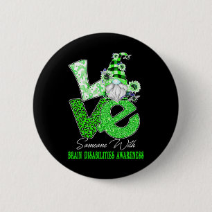 Gnome Flower Love Brain Disabilities Awareness 2 Inch Round Button