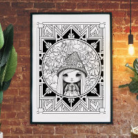 Gnome Flower Mandala Adult Coloring