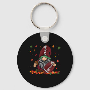 Gnome Footll Season Thanksgiving Fall Leaves Autum Keychain