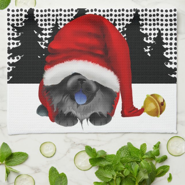 GNOME FOR THE CHOWLIDAYS black CHOW -Kitchen towel (Folded)