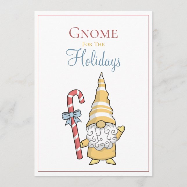 Gnome For The Holidays Festive Christmas Card (Front)
