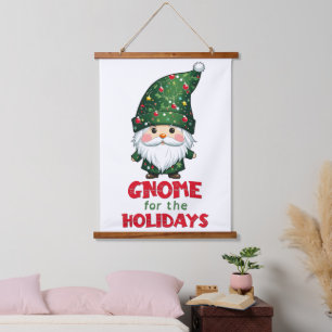 Gnome For The Holidays Funny & Adorable Christmas  Hanging Tapestry