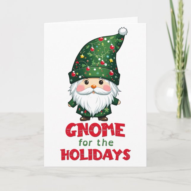 Gnome For The Holidays Funny & Adorable Christmas  Holiday Card (Front)