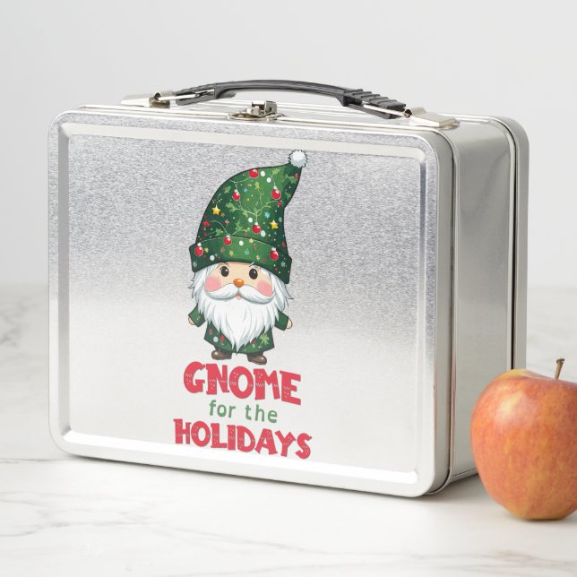 Gnome For The Holidays Funny & Adorable Christmas  Metal Lunch Box (In Situ)