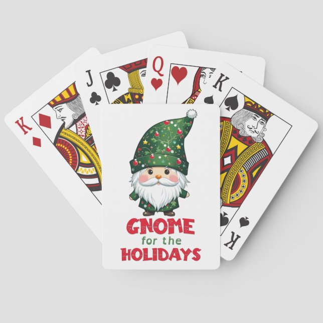 Gnome For The Holidays Funny & Adorable Christmas  Playing Cards (Back)