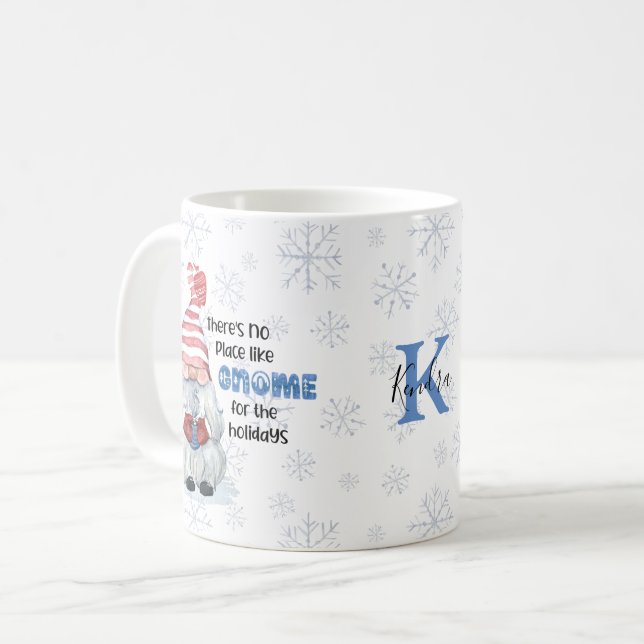 GNOME FOR THE HOLIDAYS Monogram Name Coffee Mug (Front Left)