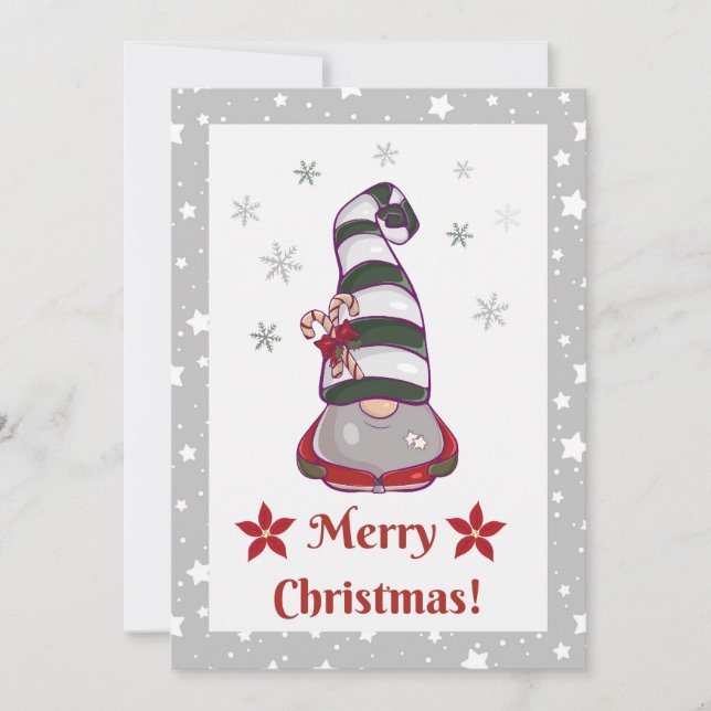 Gnome for the Holidays - Personalized Christmas Thank You Card (Front)