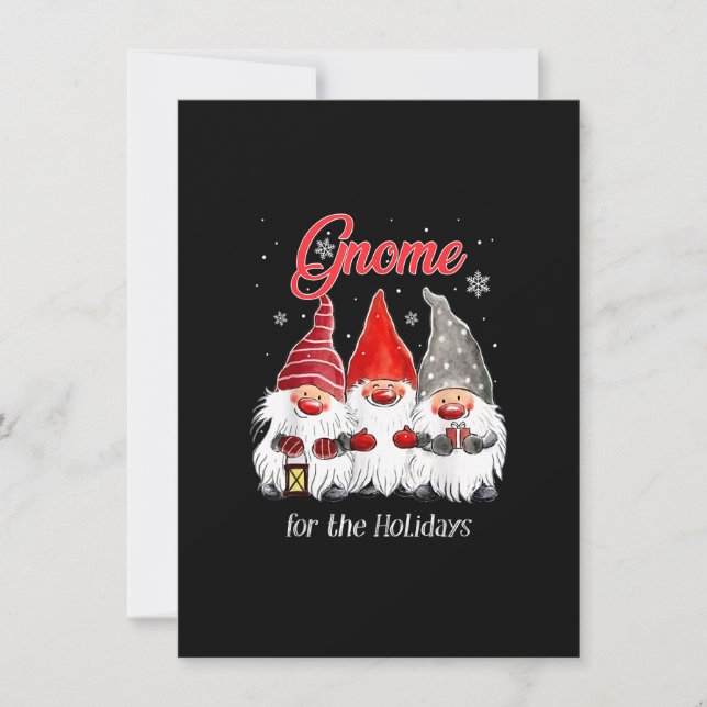Gnome for the Holidays Three Gnomes Christmas Paja Invitation (Front)